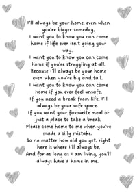 Image 1 of I'll always be your home poem