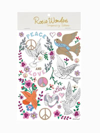 Image 1 of **NEW** Peace Doves  A5 Temporary Tattoos