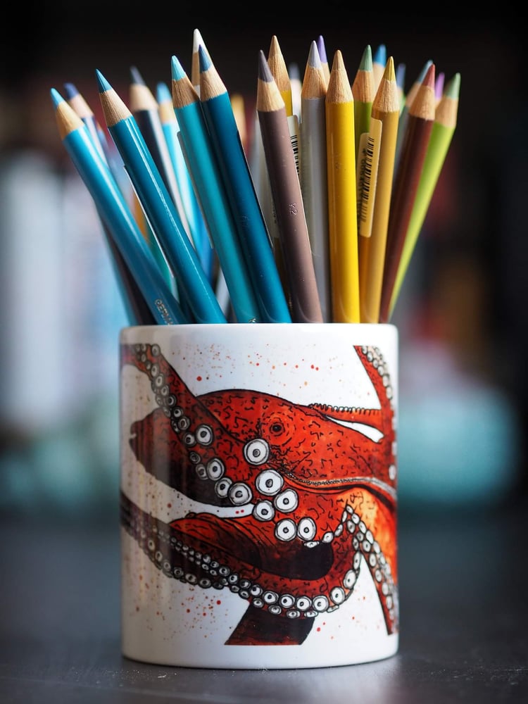 Image of Giant Pacific Octopus Ceramic Mug Pencil Pot