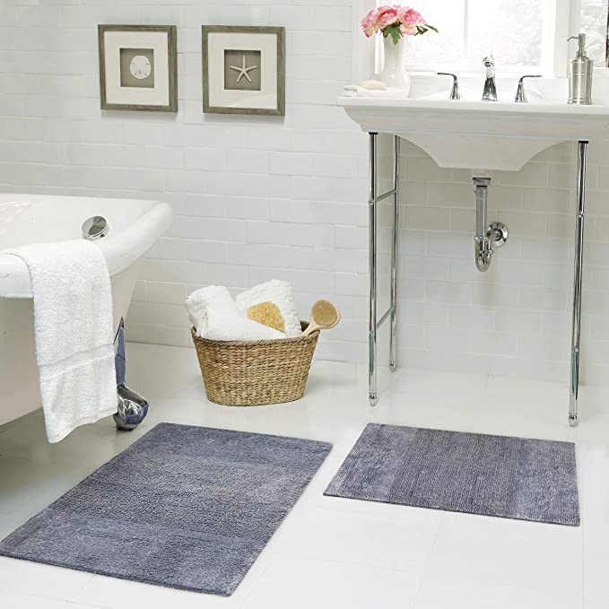 Image of Juicy Couture Brooklyn Vintage Reversible Bath Rug, 17"x24", Regal Blue