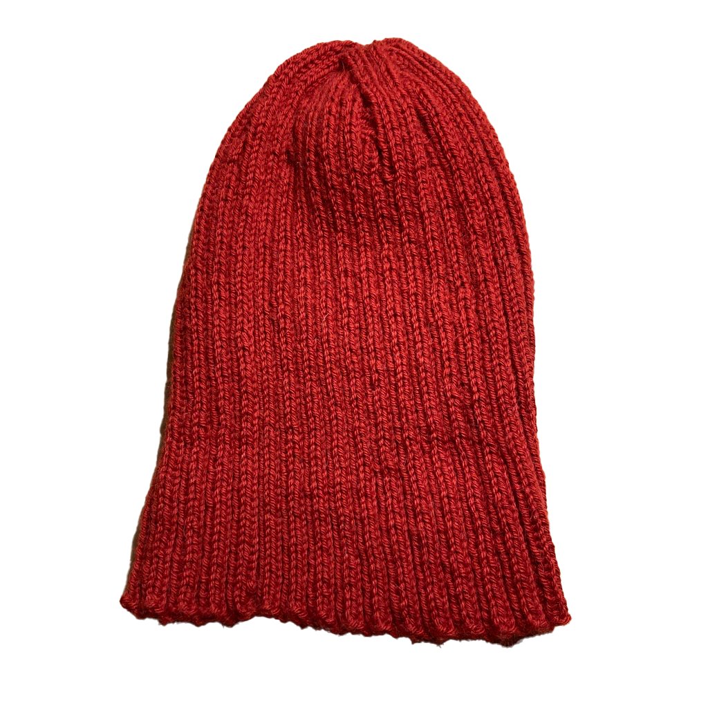 Red Rib Knit Beanie Hat