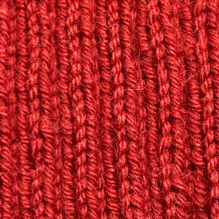 Red Ribbed Hand-Knitted Hat
