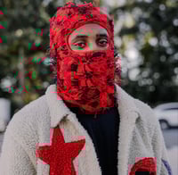 Red Knitted Balaclava | Distressed Balaclava Ski Mask |