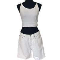 Image 2 of Vintage Ralph Lauren White Denim Cut- Off Shorts - Size 12  