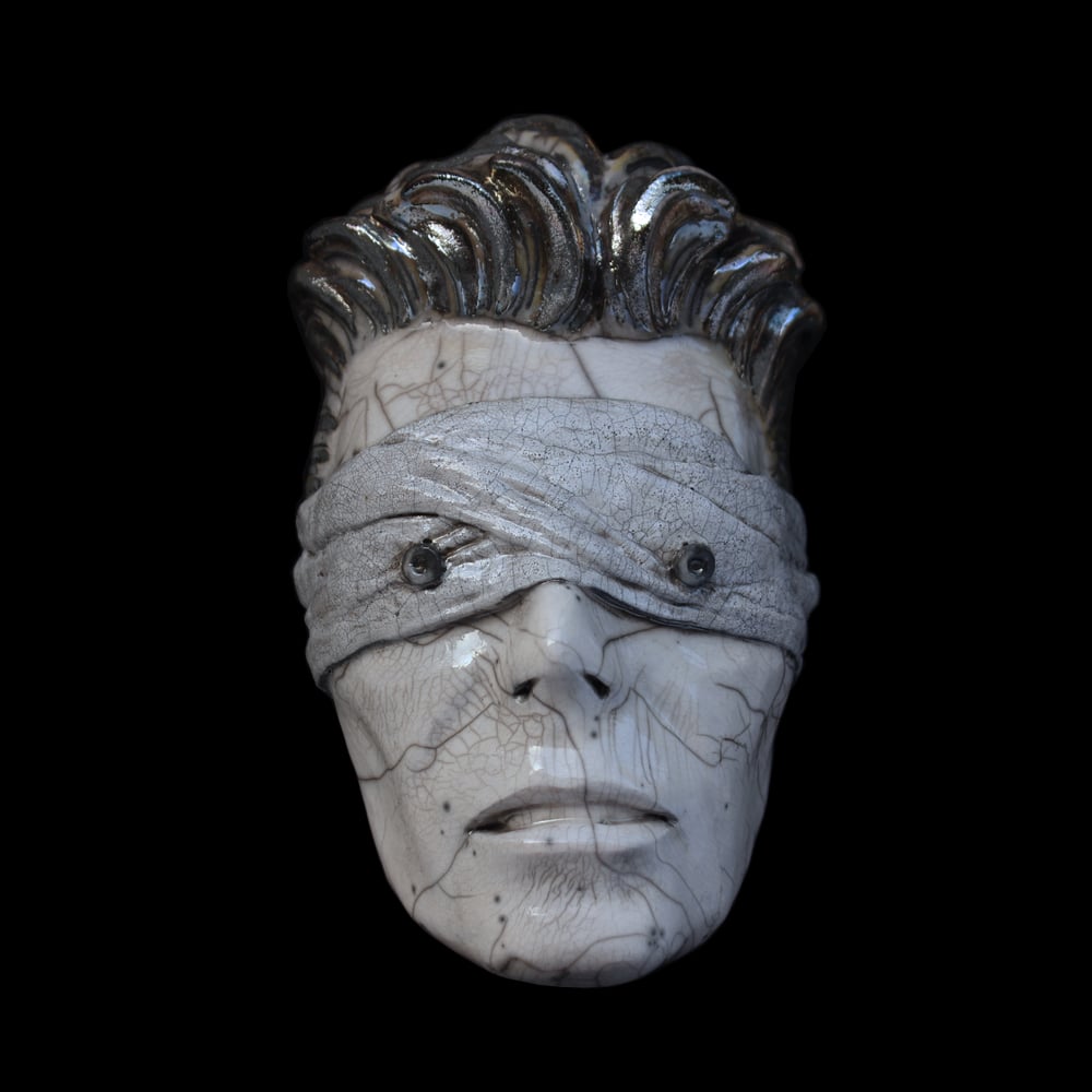 'The Blind Prophet' Raku Clay Mask Sculpture