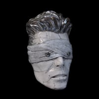 Image 1 of 'The Blind Prophet' Raku Clay Mask Sculpture