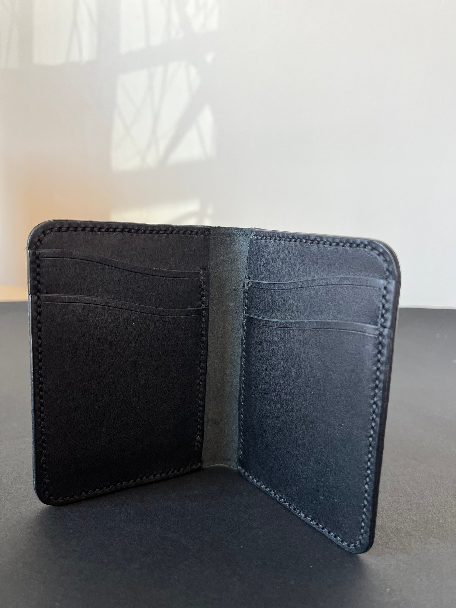 Image of Black Italian Vachetta Vertical Card Wallet 