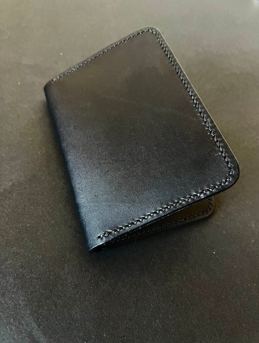 Image of Black Italian Vachetta Vertical Card Wallet 