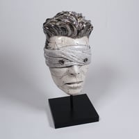 Image 5 of 'The Blind Prophet' Raku Clay Mask Sculpture