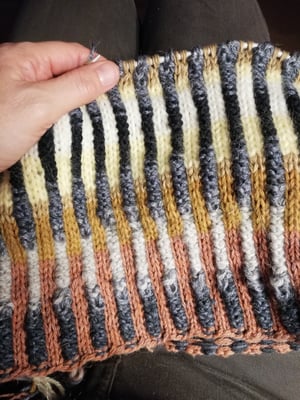 Image of Restepude i 2-farvet rib