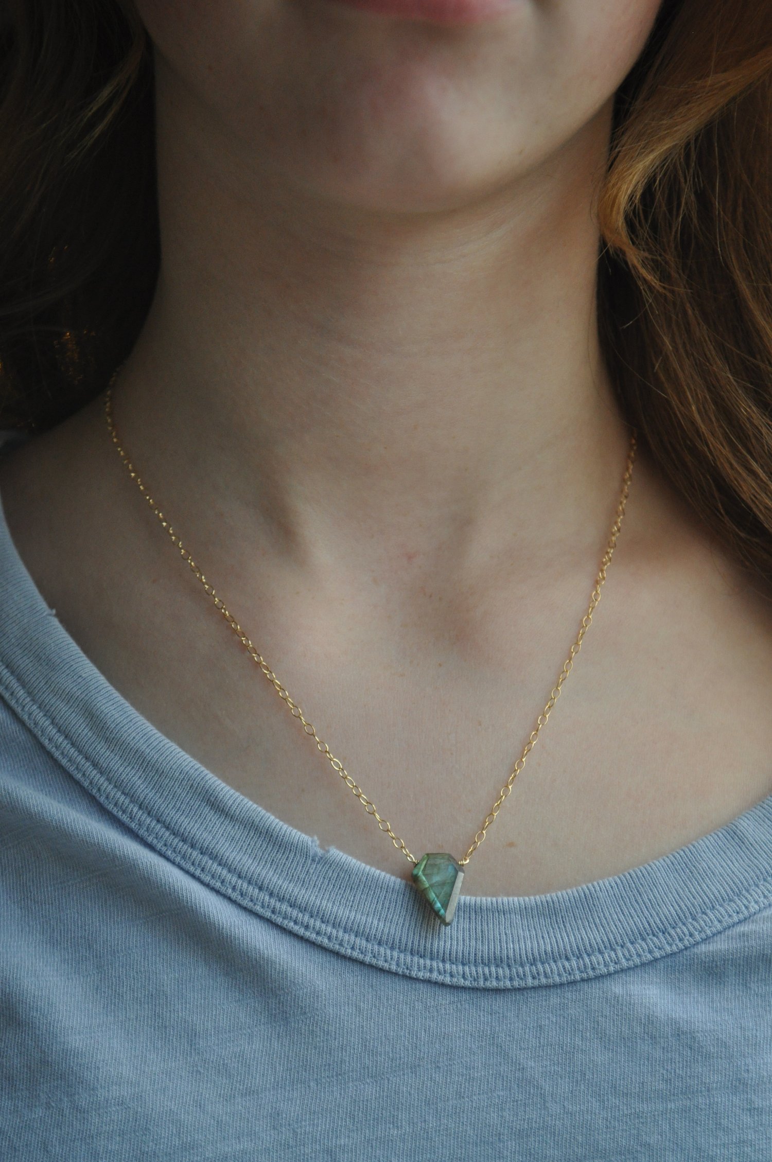 Image of Labradorite Point Necklace on Gold Fill