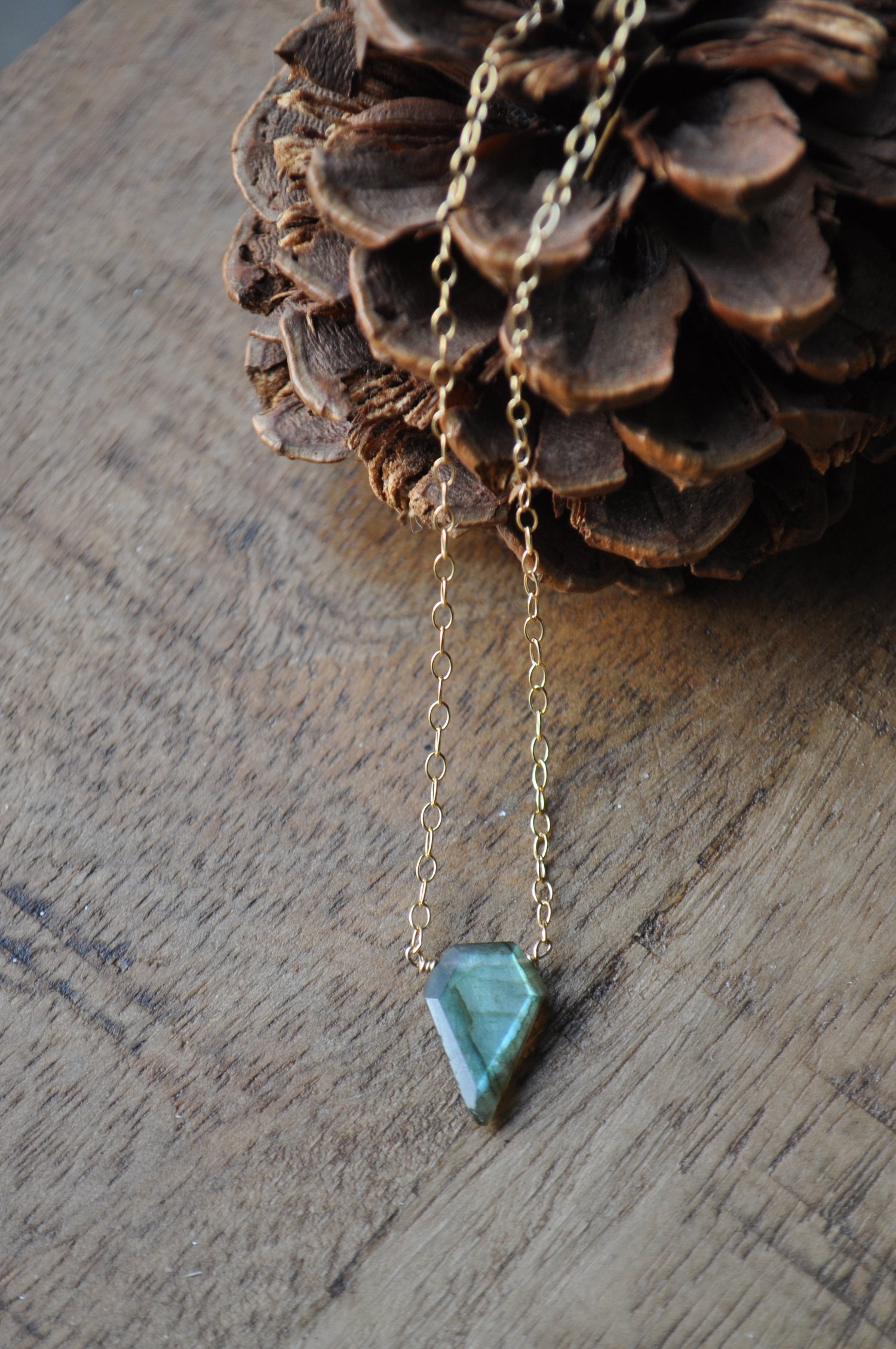 Image of Labradorite Point Necklace on Gold Fill