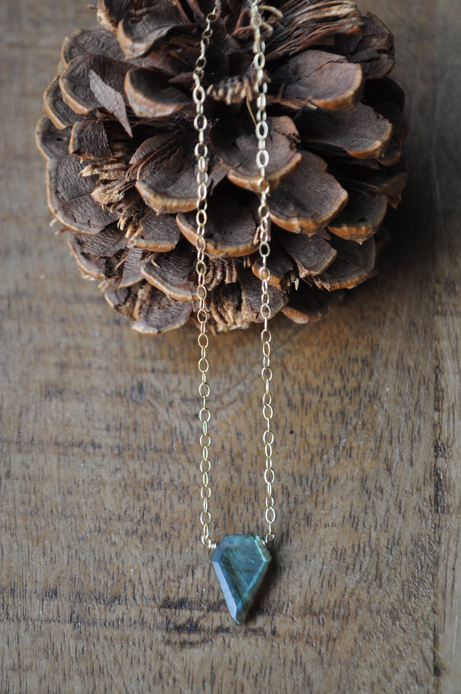 Image of Labradorite Point Necklace on Gold Fill