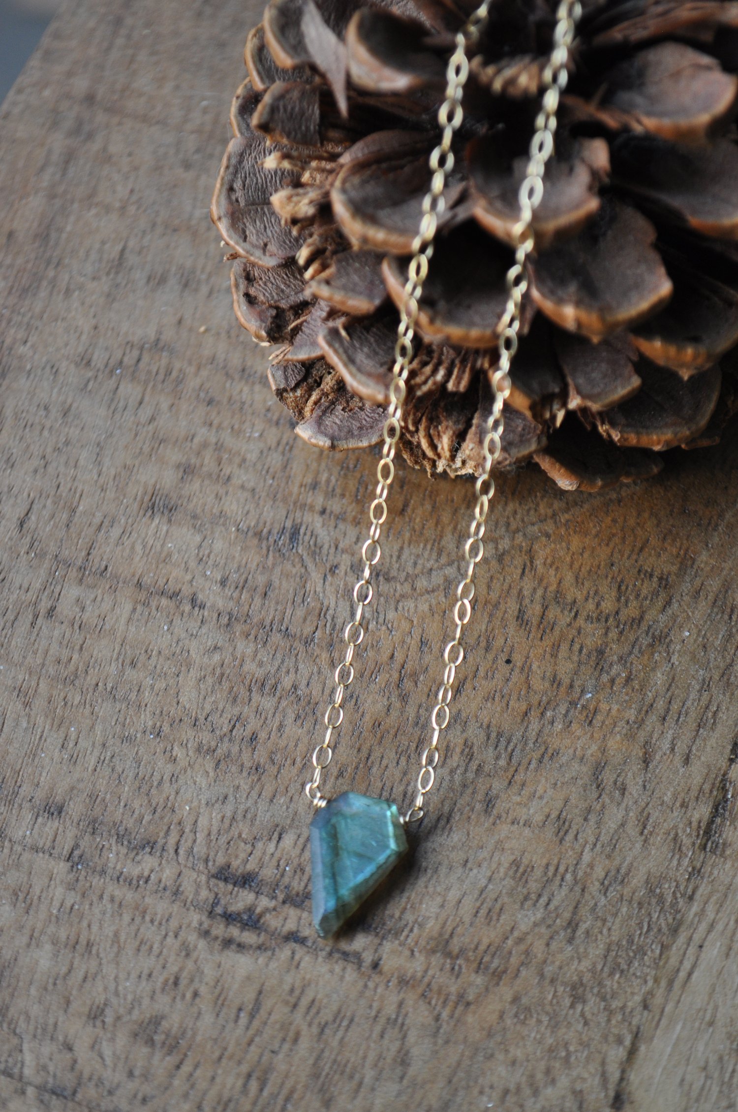 Image of Labradorite Point Necklace on Gold Fill