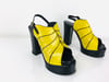Vintage 1970s Yellow & Black Leather Platforms / Platform Heels By Esprit