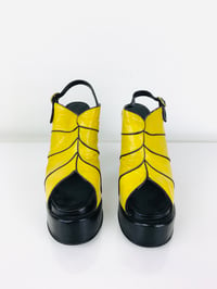 Image 3 of Vintage 1970s Yellow & Black Leather Platforms / Platform Heels By Esprit