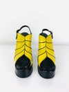 Vintage 1970s Yellow & Black Leather Platforms / Platform Heels By Esprit