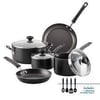 Farberware 12-Piece Easy Clean Nonstick Pots and Pans/Cookware Set, Black