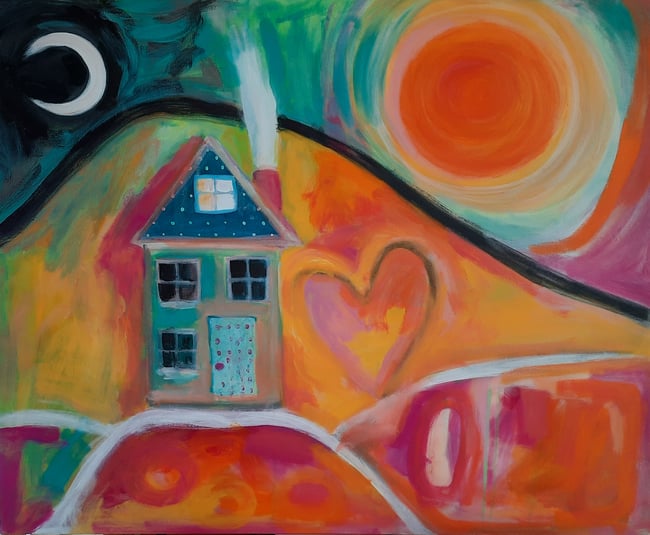 Cozy at home. Original canvas painting