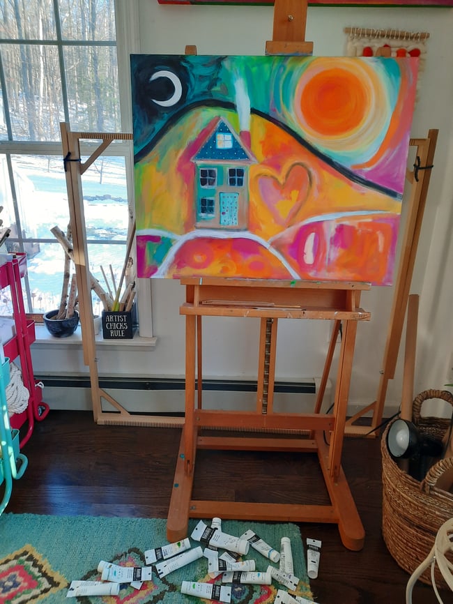 Cozy at home. Original canvas painting