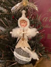 Spun Cotton Snow Girl on Christmas Wish Ornament