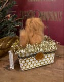 Spun Cotton Sebnitz King Charles Spaniel Puppy in Christmas basket ornament