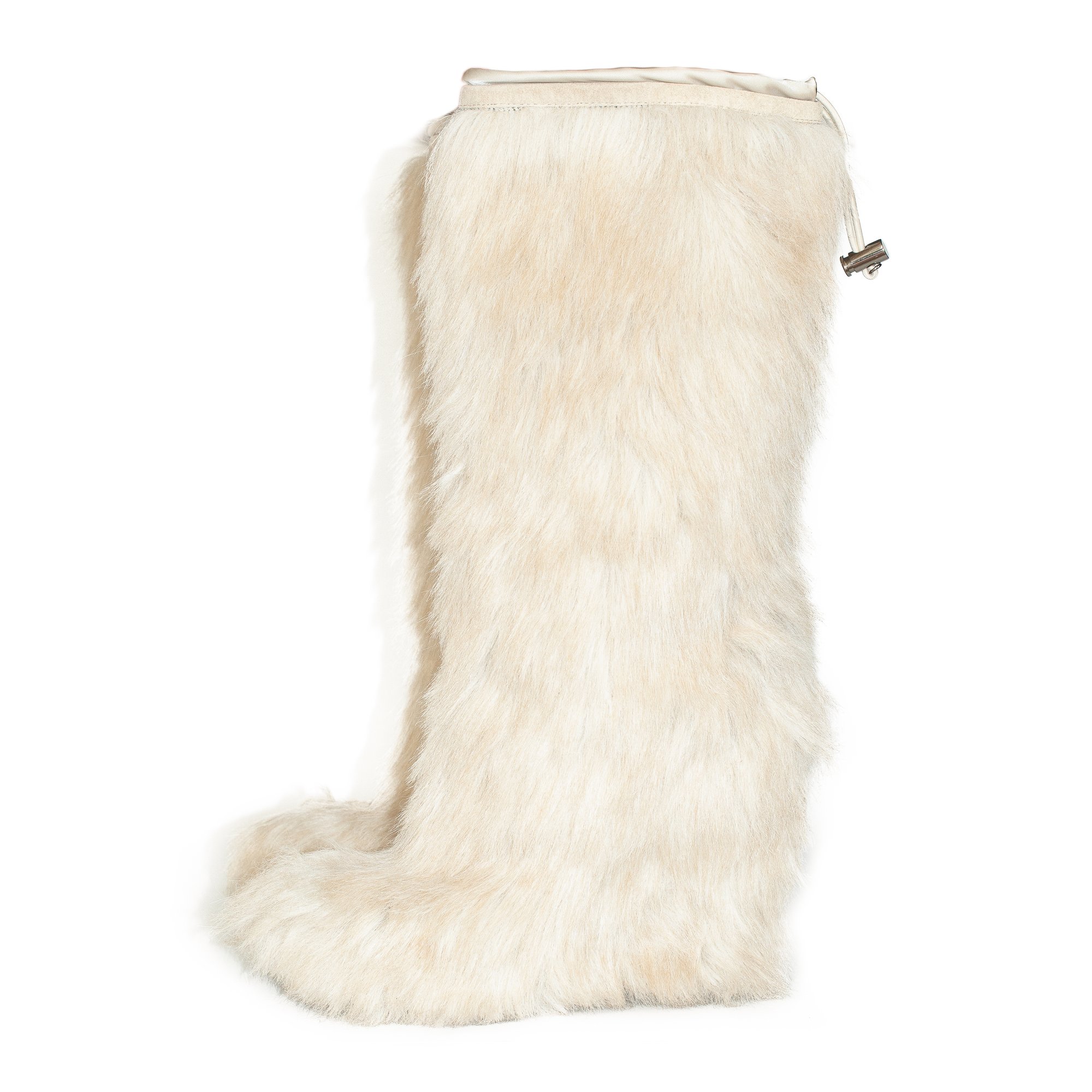 Image of Prada Beige Faux Fur Wedge Boots