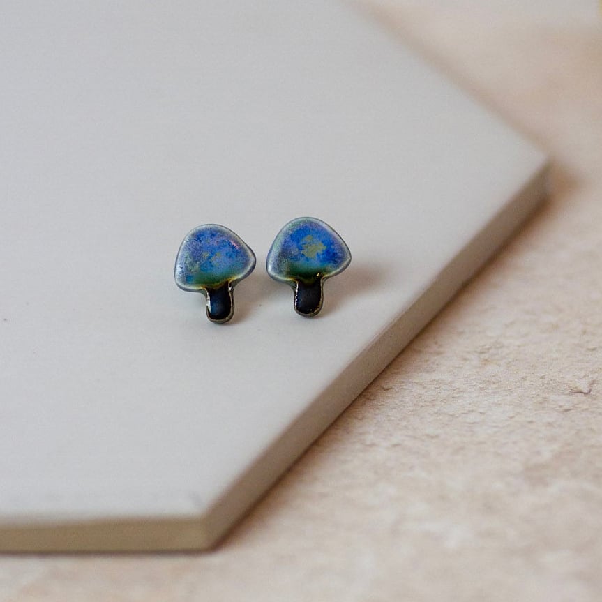 Porcelain and sterling silver mushroom earrings