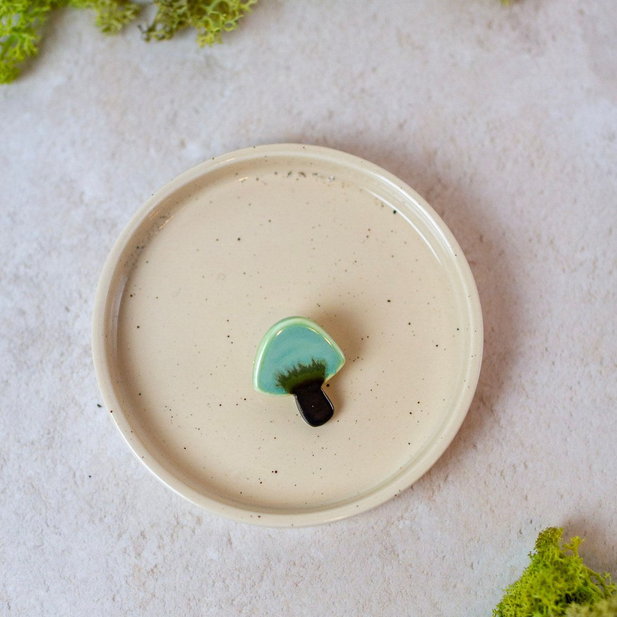 Porcelain mushroom brooch