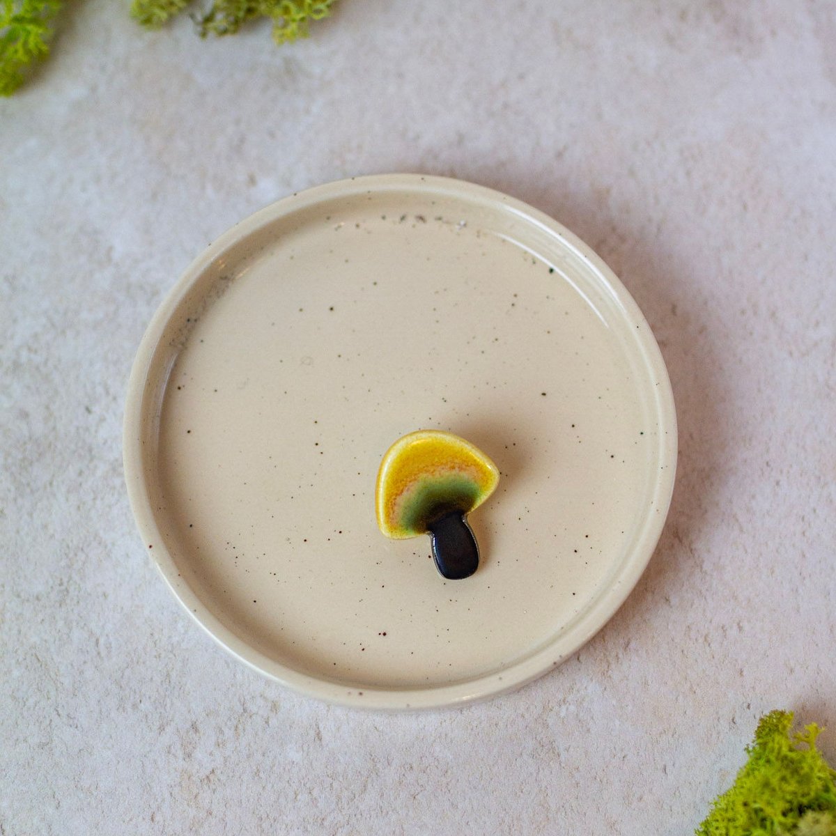 Porcelain mushroom brooch