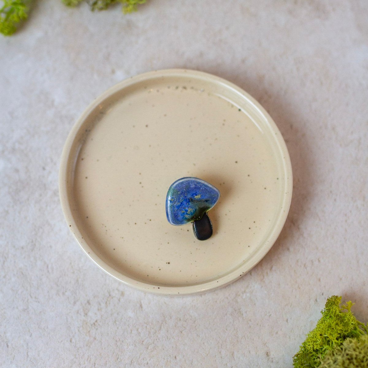 Porcelain mushroom brooch