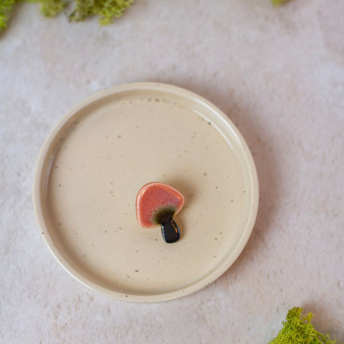 Porcelain mushroom brooch