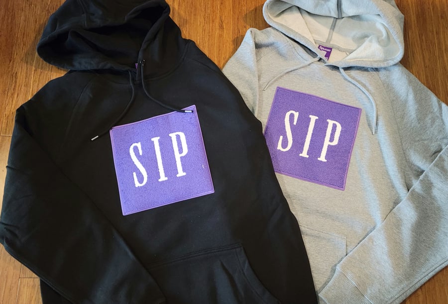 Image of Siplean Chenille "SIP" French Terry Heavyweight Hooded Sweatshirt