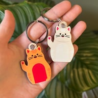 Happy Cat Wooden Keyring