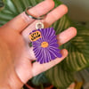Wooden Purple Flower Keyring