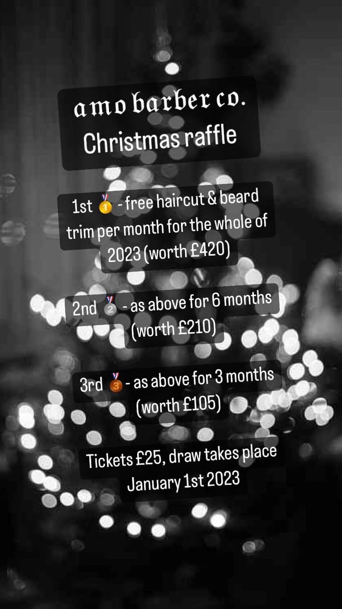 Image of 𝔞𝔪𝔬 𝔟𝔞𝔯𝔟𝔢𝔯 𝔠𝔬. Christmas Raffle 2022