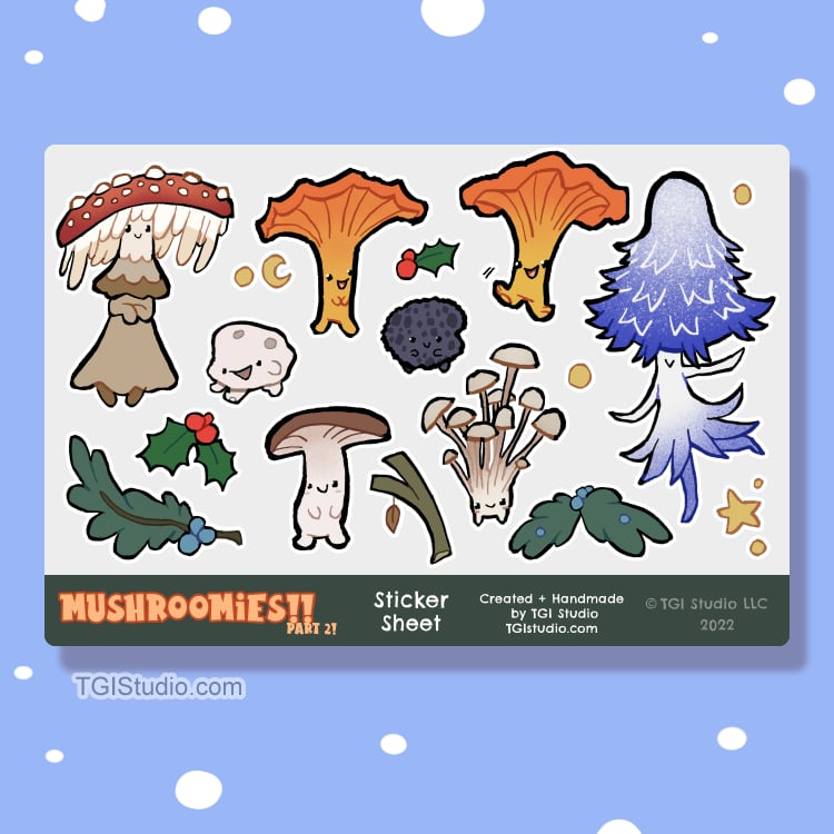 6.5"x4.5" Mushroomies! Part 2 Sticker Sheet