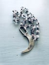 moss amethyst necklace with carabiner and crescent moon pendant