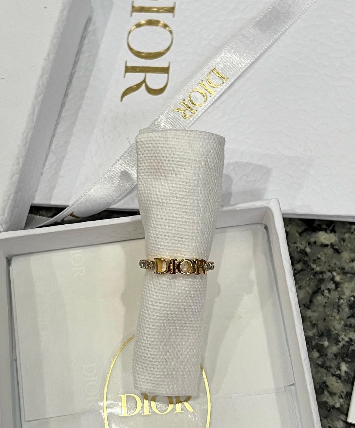 Image of Authentic Dior Crystal and Gold Ring