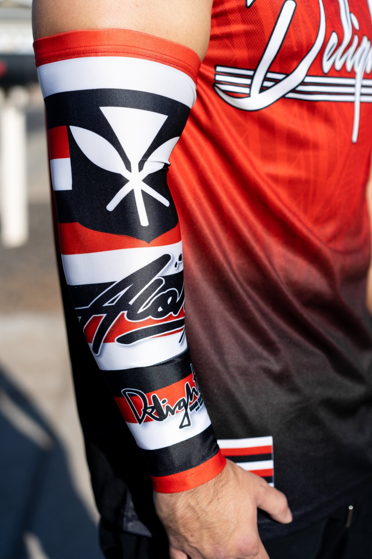 Kanaka Delight Red/White/Black Flag - Athletic Arm Sleeve
