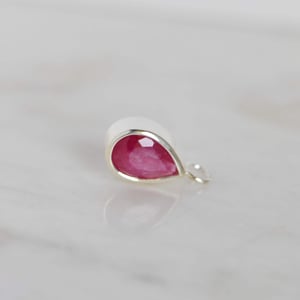 Image of Bo Rai Ruby pear cut silver necklace