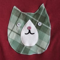 Image 2 of Trash Cat Sweatshirt - Red w Sage Check
