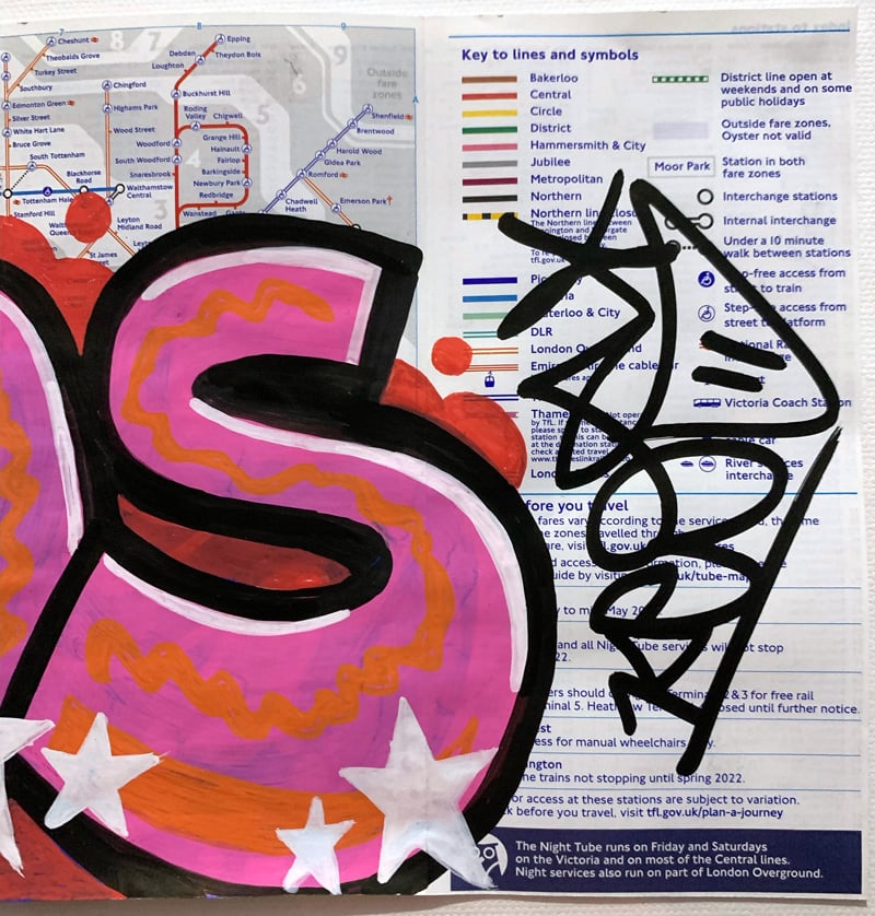 MrKEOS London tube map - pink/orange outline