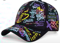Black Multicolored Graffiti Hat