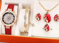 Ladies Rhinestone Quartz Watch & Jewelry Set 