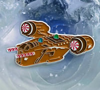 Image 1 of Holiday Gingerbread Razorcrest ship LE pin