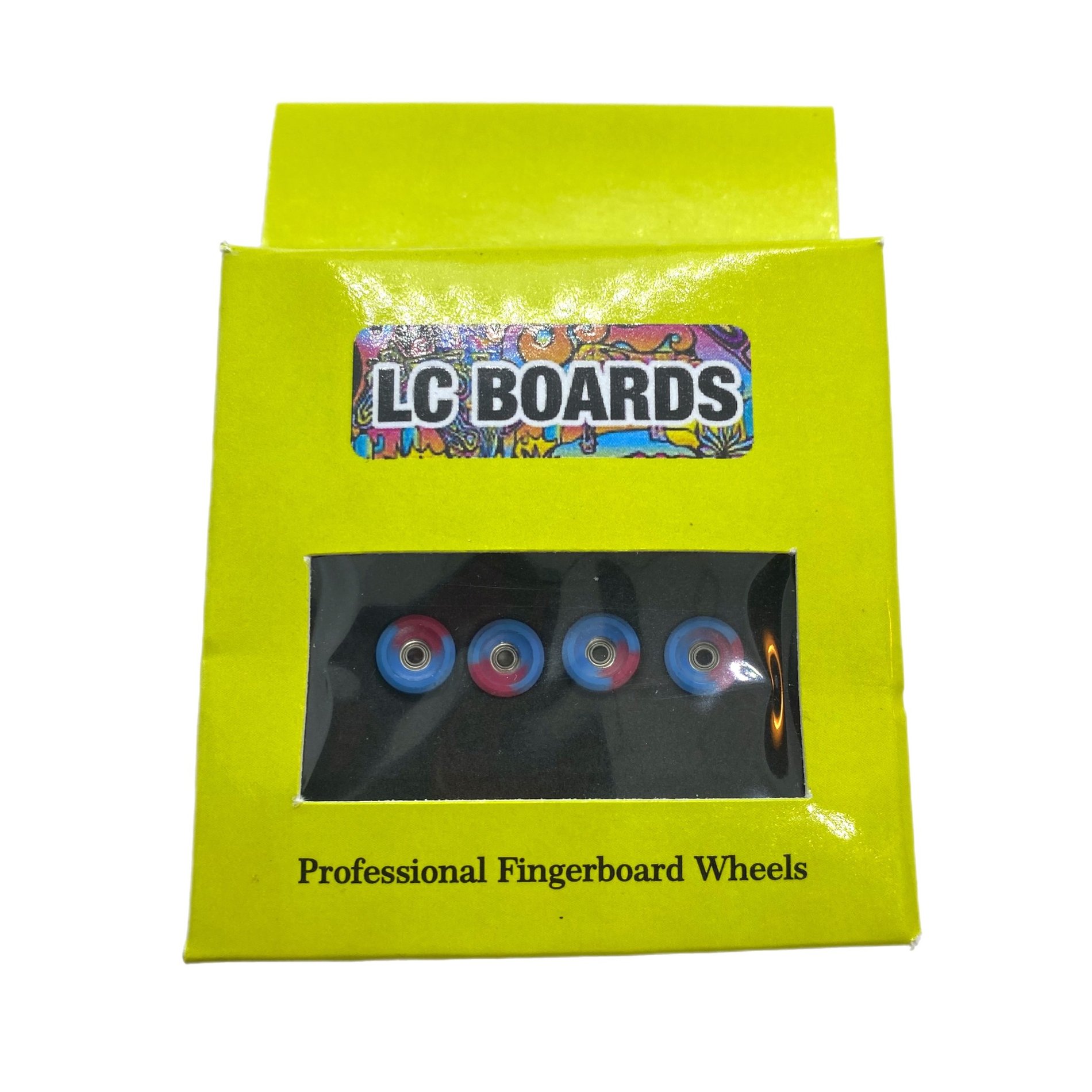 LC BOARDS URETHANE SWIRL BOWL WHEELS BLUE/RED LC Boards Fingerboards
