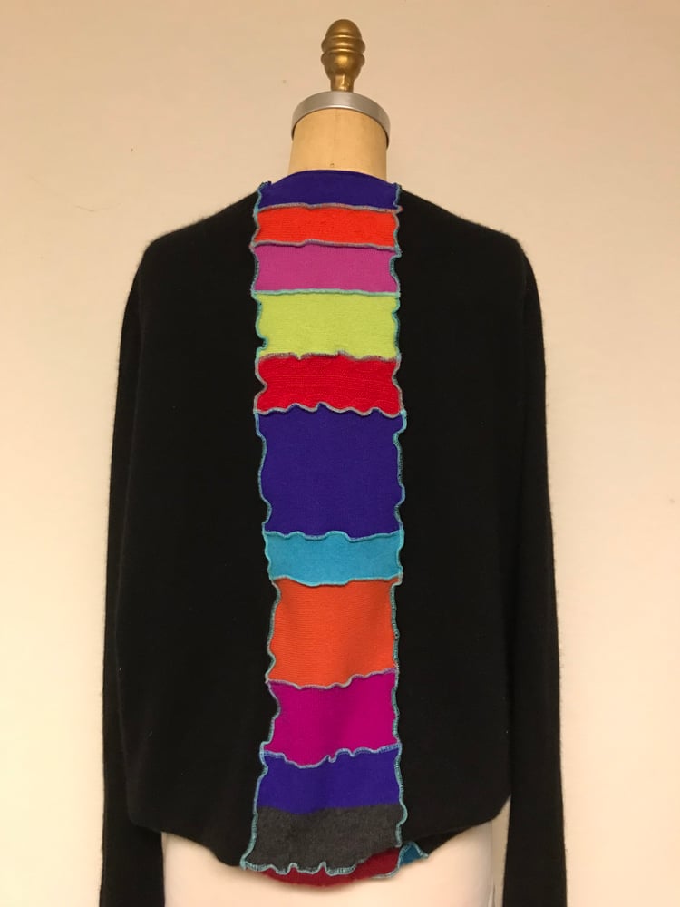 Image of Unisex Cashmere Spine-Zip Sweater (Multi on Black)
