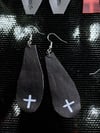 Holy Leather: Black teardrops with cross