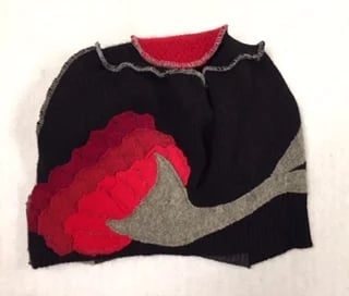 Image of Signature Red on Black Pressed Poppy Hat (100% Repurposed Cashmere)